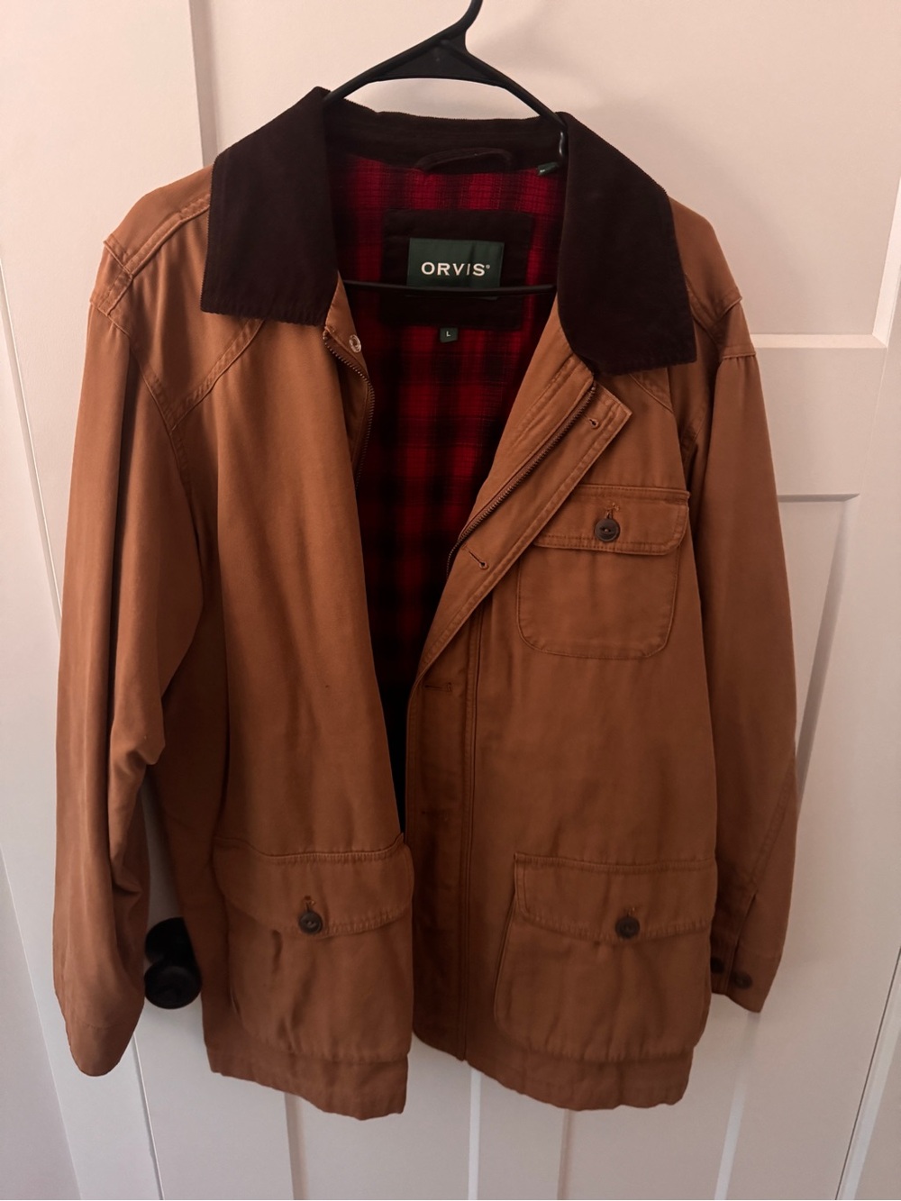 Orvis Tan Canvas Field Jacket with Dark Brown Corduroy Collar